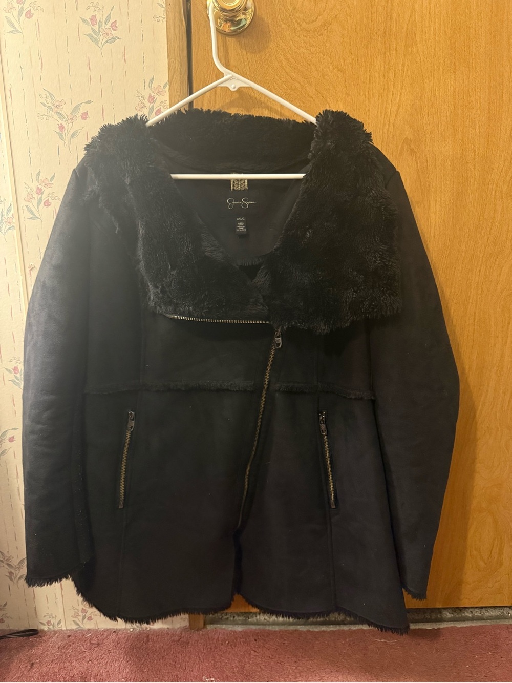 Jessica Simpson Black Faux-Shearling Teddy Jacket